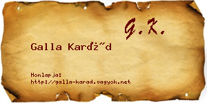Galla Karád névjegykártya